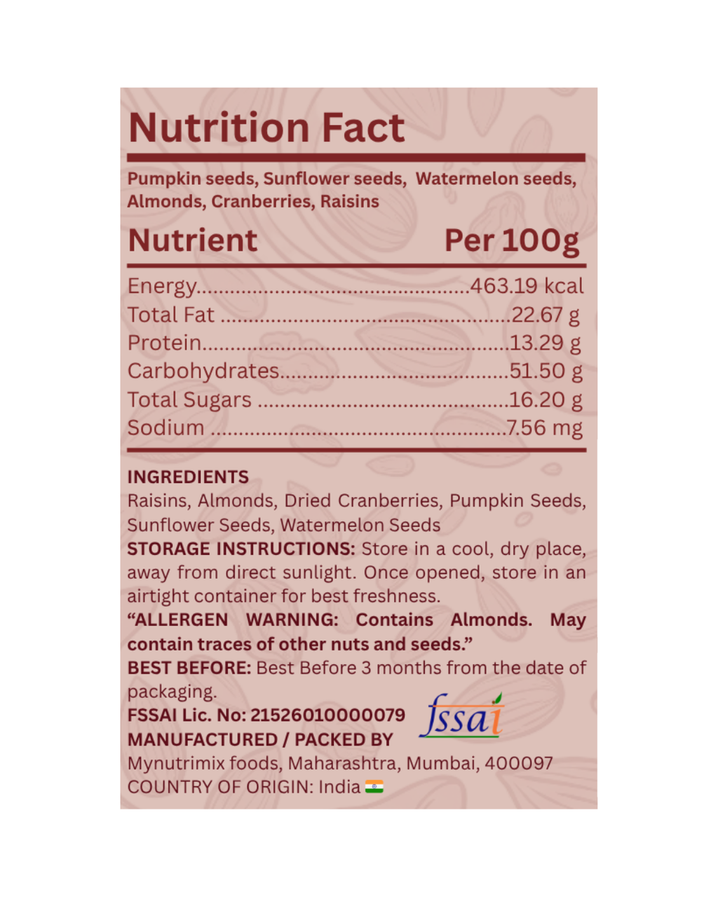 Munchy Moments Munchy Mix – Premium Seeds, Nuts & Dry Fruits Blend (250g)